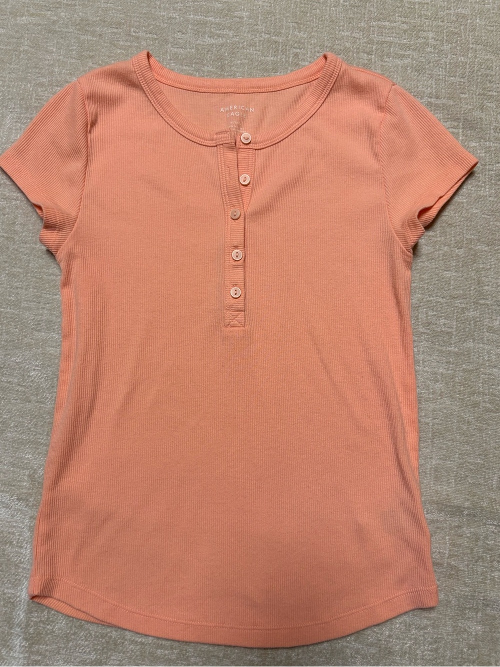 American Eagle Outfitters Peach Ribbed Button Top